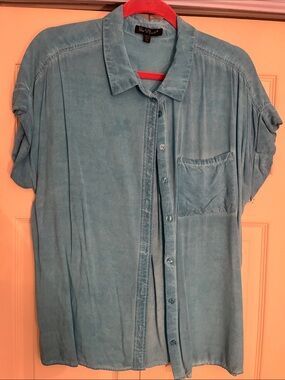 Velvet Heart Teal Washed Button-Down Shirt